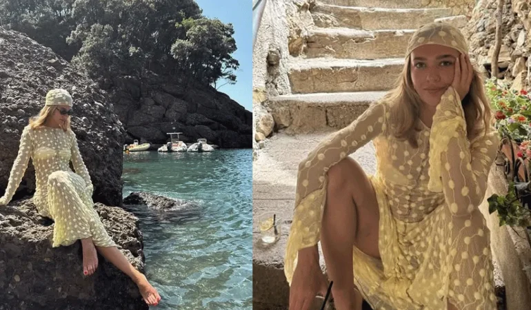 Melisa Döngel’in sarı elbisesine yorum yağdı