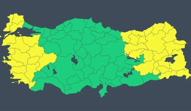 36 İL İÇİN SARI KODLU UYARI: YAĞIŞ, FIRTINA VE ÇIĞ RİSKİNE DİKKAT